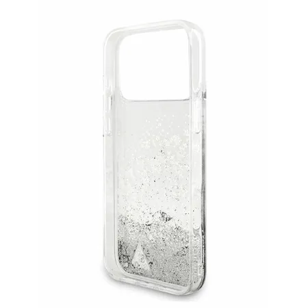 Guess для iPhone 17 Pro чехол Liquid Glitter Charms Hard Silver