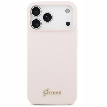 Guess для iPhone 17 Pro Max чехол Liquid silicone Gold metal logo & Camera Hard Pink (MagSafe)